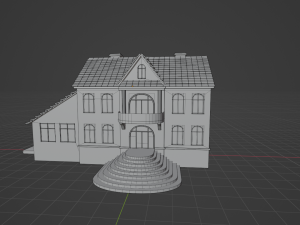Old two-story house Low-poly Model 3D