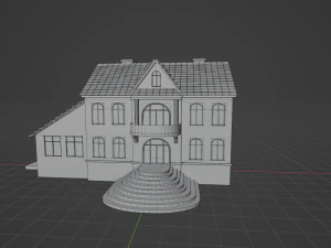 Old two-story house Low-poly 3D Model
