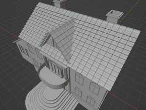 Old two-story house Low-poly Model 3D