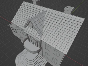 Old two-story house Low-poly 3D Model