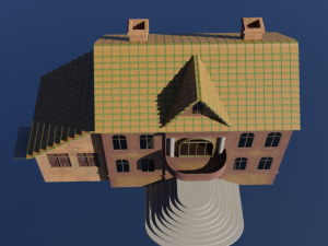 Old two-story house Low-poly Model 3D