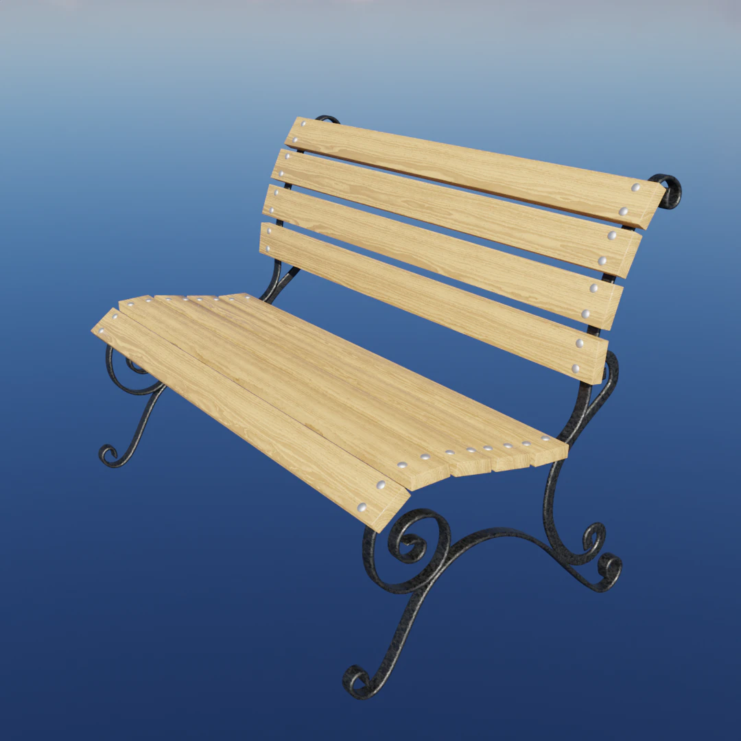 Bench with artistic forging 3D Model .c4d .max .obj .3ds .fbx .stl .blend 