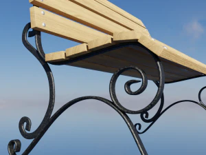 Bench with artistic forging 3D Model