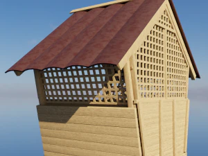 Wooden gazebo for relaxation Low-poly 3D Model