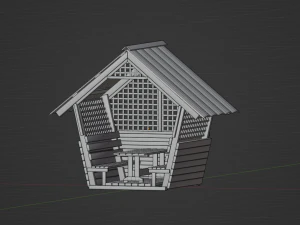 Wooden gazebo for relaxation Low-poly 3D Model