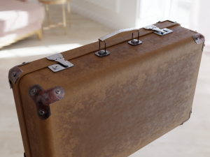 Old leather suitcase Low-poly Modelo 3D