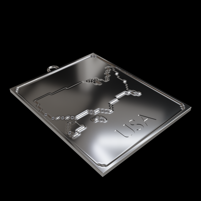 Pendant map of the United States of America 3D print model 3D-Druckmodell .c4d .max .obj .3ds .fbx .stl .blend 