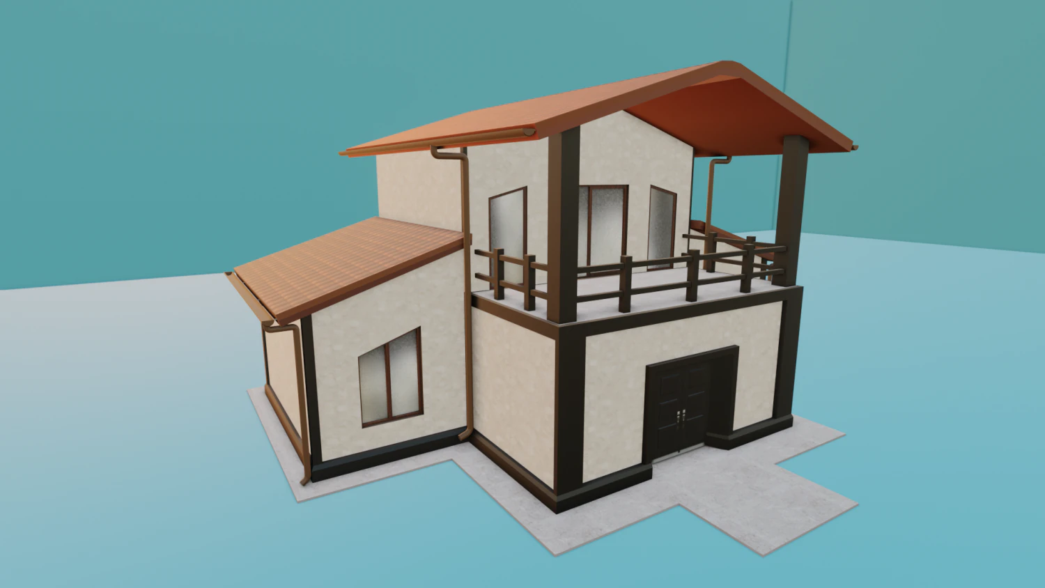 Lowpoly house 3D Model .c4d .max .obj .3ds .fbx .stl .blend 