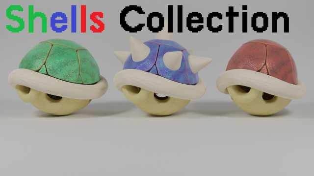 Shells and Blue shell spiny shell 3D Model .c4d .max .obj .3ds .fbx .stl .blend 