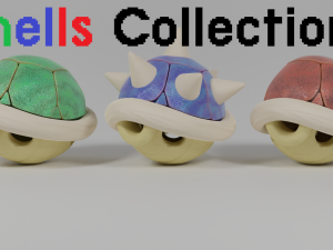 Shells and Blue shell spiny shell 3D Model