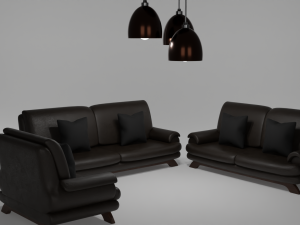 Furniture set Sofa and lights 3D Model