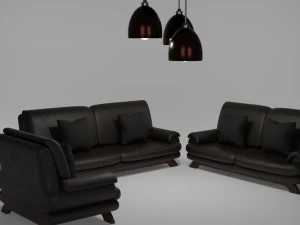 Furniture set Sofa and lights 3D Model