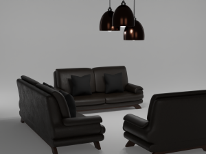 Furniture set Sofa and lights 3D Model