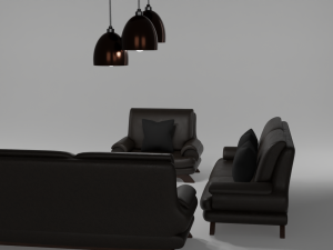 Furniture set Sofa and lights 3D Model