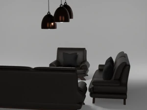 Furniture set Sofa and lights 3D Model