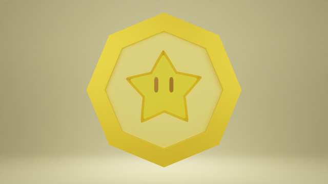 Star Medal Super Mario 3Dモデル .c4d .max .obj .3ds .fbx .stl .blend 