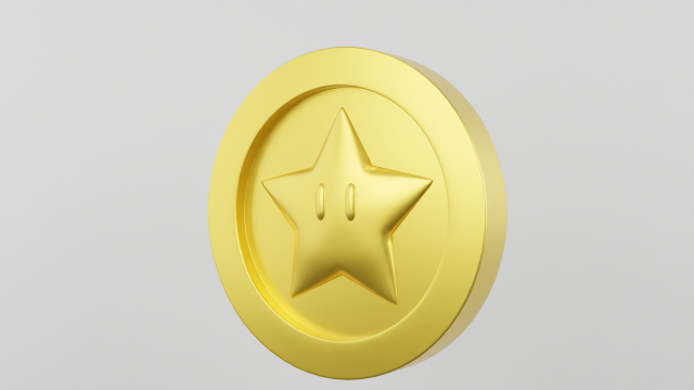 Star Coin Mario 3D Model .c4d .max .obj .3ds .fbx .stl .blend 