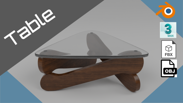 Furniture table with glass 3Dモデル .c4d .max .obj .3ds .fbx .stl .blend 