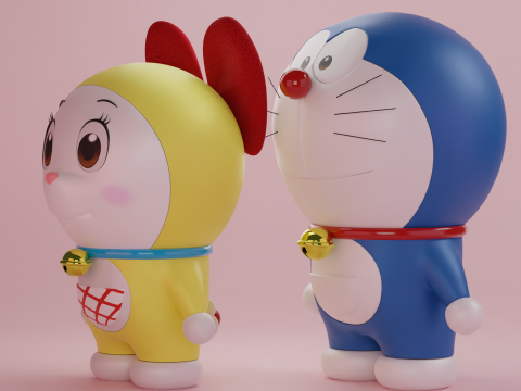 Doraemon and Dorami 3D 模型