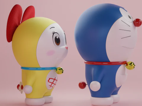 Doraemon e Dorami Modelo 3D