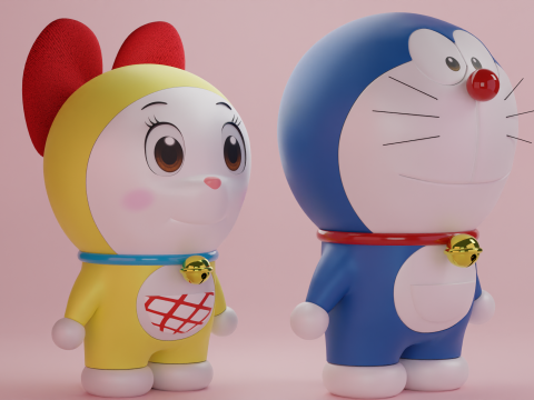 Doraemon and Dorami 3D 模型