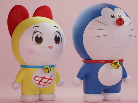 Doraemon e Dorami Modelo 3D