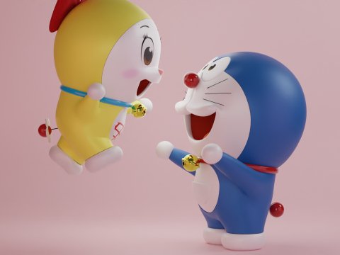Doraemon and Dorami 3D 模型