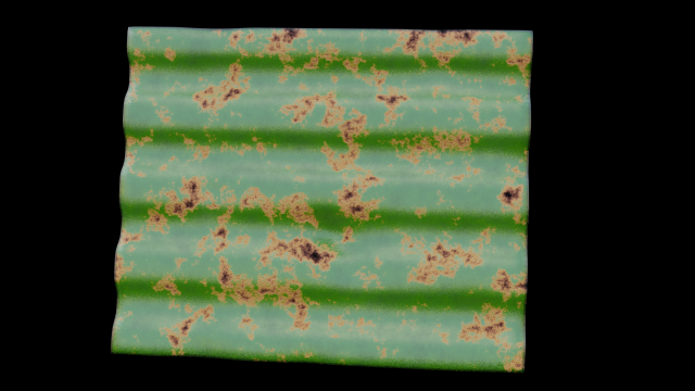 Painted green rusty metar profiled sheet 3Dモデル .c4d .max .obj .3ds .fbx .stl .blend 