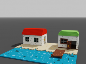 2 House and sea Modelo 3D