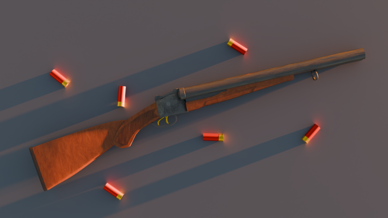 Double Barrel Shotgun 3D Модель .c4d .max .obj .3ds .fbx .stl .blend 