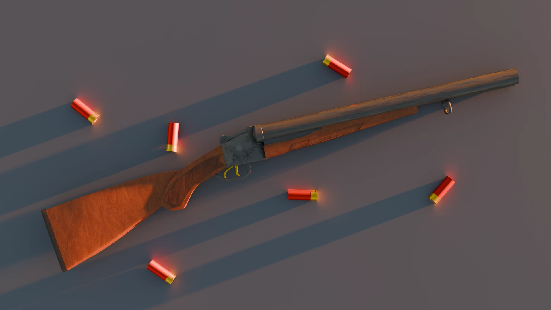 Double Barrel Shotgun 3D Model .c4d .max .obj .3ds .fbx .stl .blend