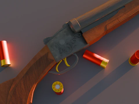 Double Barrel Shotgun 3D Model