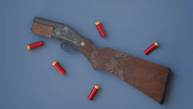 Sawed Off Shotgun 3D Модель .c4d .max .obj .3ds .fbx .stl .blend 