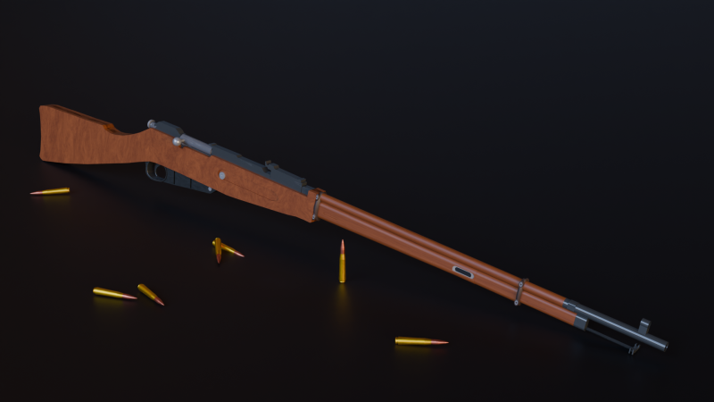 Mosin Nagant Low Poly 3D Model .c4d .max .obj .3ds .fbx .stl .blend 