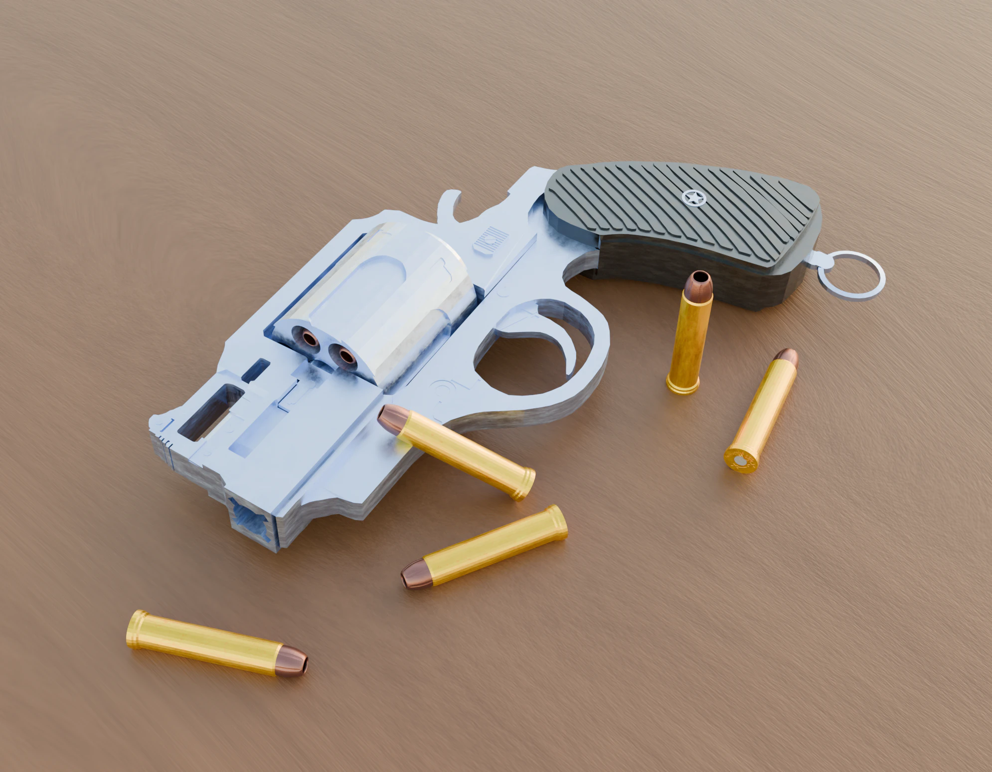Revolver Low Poly 3D Model .c4d .max .obj .3ds .fbx .stl .blend 
