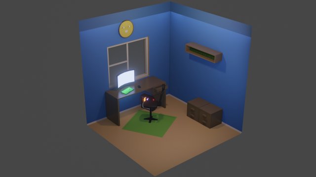 Classic student bedroom 3D Model .c4d .max .obj .3ds .fbx .stl .blend 