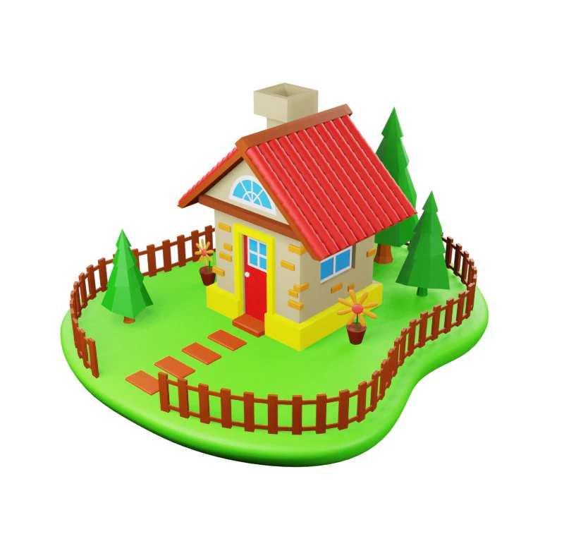 Cartoon house 3D Model .c4d .max .obj .3ds .fbx .stl .blend 