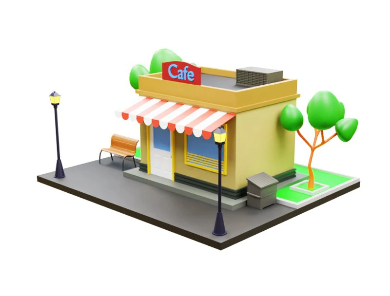 Cartoon cafe 3D Model .c4d .max .obj .3ds .fbx .stl .blend 