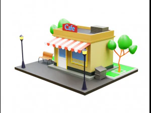 Cartoon cafe 3D Model