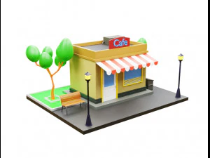 Cartoon cafe 3D Model