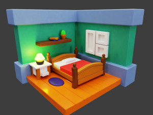 Cartoon bedroom 3D Model
