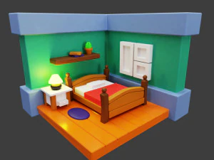 Cartoon-Schlafzimmer 3D Modell