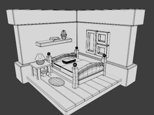 Cartoon bedroom 3D Model
