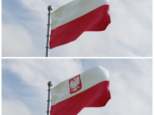 Animated Poland Flags 3D Model