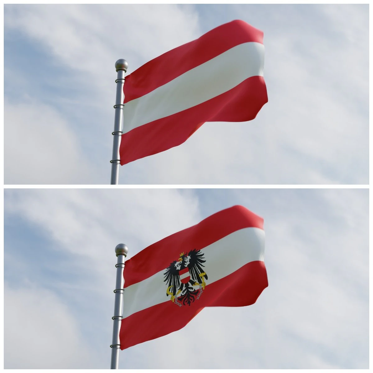 Animated Austia Flags 3D Model .c4d .max .obj .3ds .fbx .stl .blend 
