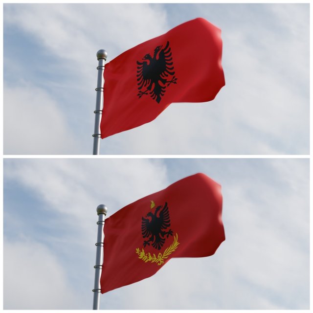 Animated Albania Flags 3D Model .c4d .max .obj .3ds .fbx .stl .blend 