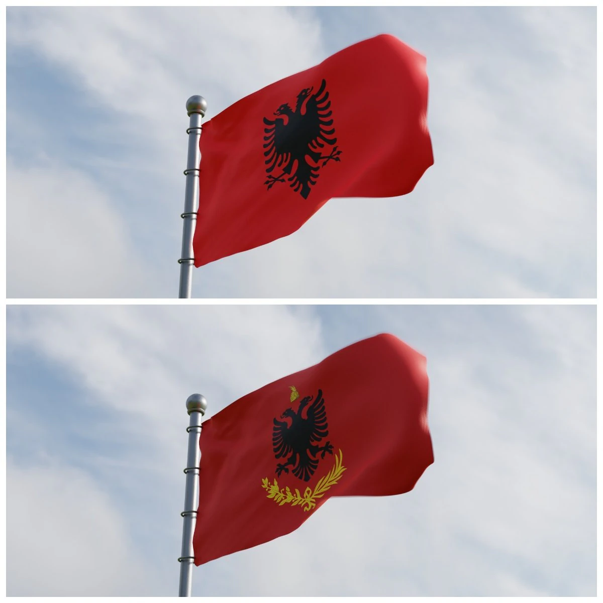 Animated Albania Flags 3D Model .c4d .max .obj .3ds .fbx .stl .blend 