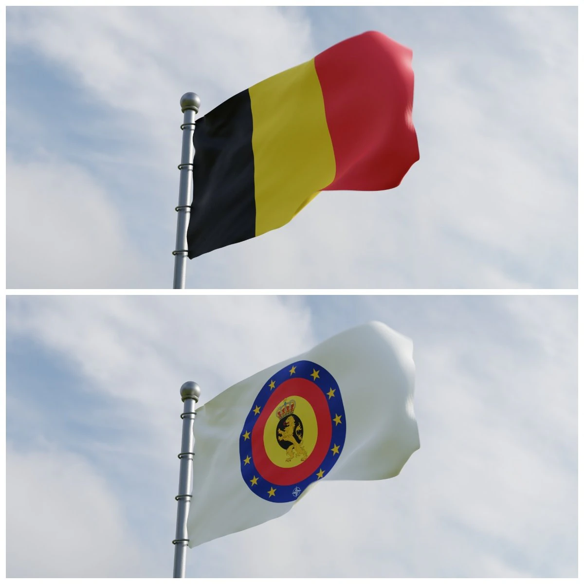 Animated Belguim Flags 3D Model .c4d .max .obj .3ds .fbx .stl .blend 