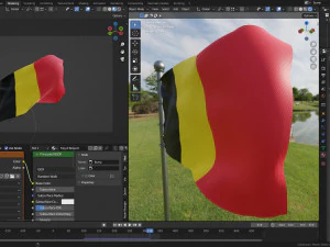 Animated Belguim Flags 3D Model