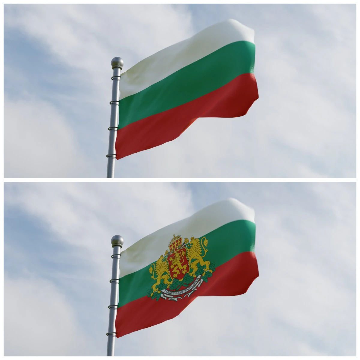 Animated Bulgaria Flags 3D Model .c4d .max .obj .3ds .fbx .stl .blend 